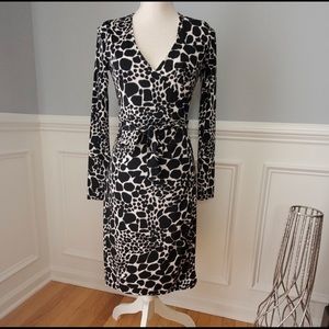 The Limited B&W Animal Print Wrap Dress